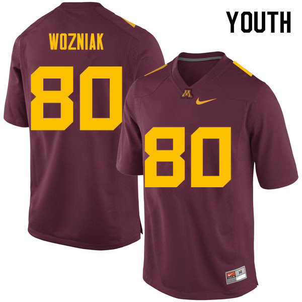 Youth #80 Nate Wozniak Minnesota Golden Gophers College Football Jerseys Sale-Maroon